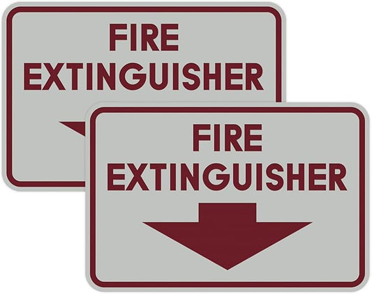Signs ByLITA Classic Framed Fire Extinguisher (Light Grey/Burgundy) - Medium 2 Pack