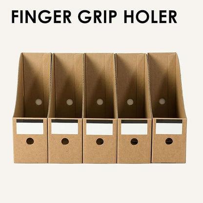 24 Pcs Cardboard Magazine File Holders, Magazine Book Bin Box With Label Stickers, Brown Bulk Kraft Magazines Organizer for Home Office, File Storage Boxes for Desk Shelves