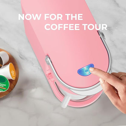 CHULUX Slim Single Serve Coffee Maker for K Pods, One Cup Coffee Maker Fits 7.3" Travel Mugs, Coffee Machine with 6 to 12oz Brew Sizes, Salmon Pink