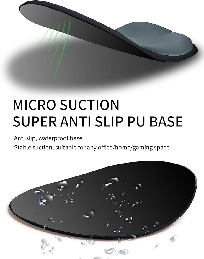 Palm-Rest and Wrist-Hugging Mouse Pad Wrist Rest, Ergonomic Wrist Support with Curve Fitting Cushioned Memory Foam for Carpal Tunnel Pain Relief, 9.9 x 8.3 Inch, Slate Gray