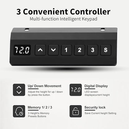 Electric Standing Desk Frame Workstation,Memory Controller Height Adjustment,Up to 47.2", Ergonomic Stand Up Desk Base for Home and Office, Black Frame Only