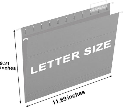 HERKKA Hanging File Folders, 30 Pack Reinforced Letter Size Hanging Folders, Designed for Bulky Files, Filing Cabinet, 1/5-Cut Adjustable Tabs (Gray)