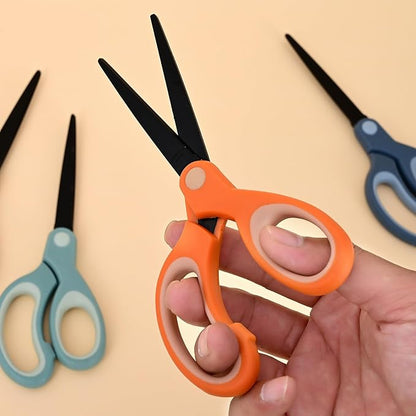 Pastel Non-Stick Scissors - All Purpose Stainless Steel Craft Shears With Soft Grip, Blunt Tip for Fabric, Kids, Office, Home, School - Left & Right Handed (1 Pack, Green)