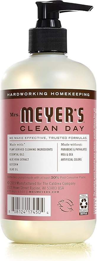 MRS. MEYER'S CLEAN DAY Liquid Hand Soap, Cruelty Free and Biodegradable Formula, Rosemary Scent, 12.5 oz- Pack of 3