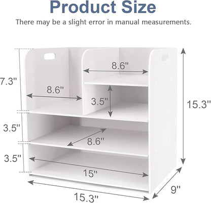 SONGWAY Desk File Organizer with Handle - Desktop File Sorter, Paper Storage Holder, Paper Letter Tray, Desk Organizers and Storage for Home Office School