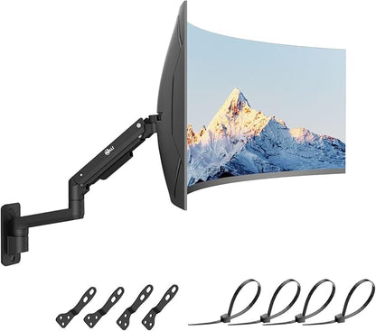 WALI Monitor Wall Mount for 17-49 Inch Ultrawide Screens, Heavy Duty Single Monitors Mount Holds 44 lbs, Full Adjustable Gas Spring Wall Mount Monitor Arm, 75x75/100x100mm VESA (GSWM001XL-P), Black