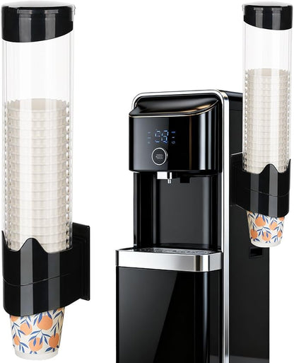 MYITYARD Large Cup Dispenser, Wall Mount Water Cooler Cup Dispenser Fits 10oz - 16oz Disposable Paper and Plastic Cups, Pull Type Cup Holder for Home Office Hospital Gym, Magnetic Mounting, Black