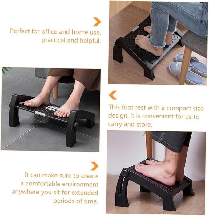 Artibetter Adjustable Office Footrest Stool Ergonomic Step Stool for Under Desk Comfort Portable Foot Rest for Home and Work Seating Support