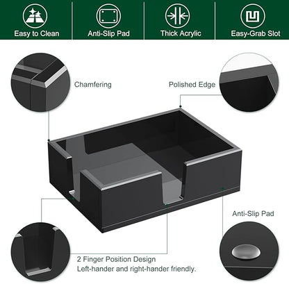 Acrylic Sticky Note Holder, Self-Stick Note Pad Holder W/O Pads - Note Dispenser Memo Pad Holder Desk Organizer for School Office Home (4''x6'' Black)