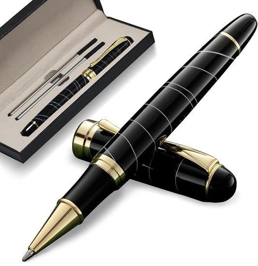 Luxury Ballpoint Pens Black Ink 0.5mm Medium Point Work Pen Smooth Writing,Elegant Fancy Nice Gift Pen Set for Signature Executive Business Office Supplies - Gift Boxed with Extra Refills