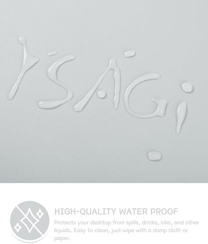 YSAGi Non-Slip Leather Desk Pad L Size, Waterproof Laptop Computer Desk Keyboard Mat, Table Protector Blotter Mat, Large Mouse Pad for Office/Work/Home/Decor(Silver-Grey, 35.4" x 17")