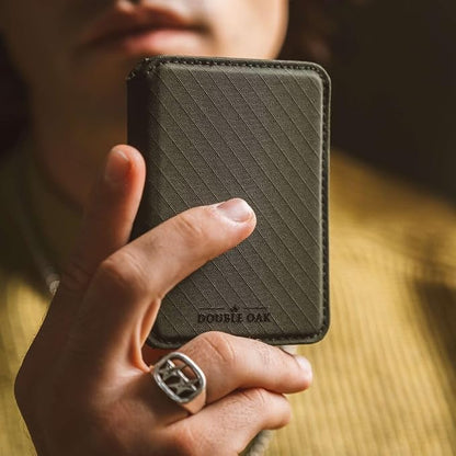 CLOUD Wallet Slim Minimalist — Magnetic Closure, Lightweight Design, Quick Access Pull Tab - Top Grain Leather Front Pocket Wallet (Ripstop Moss)