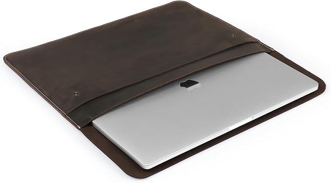 MegaGear Top Grain Leather MacBook Bag Laptop Sleeve for MacBook Pro and MacBook Air Case - 16 Inch - 15 Inch - 15.5 Inch (M4, M3, M2, M2, M1, Pro & Max) 2020 to 2024 Models