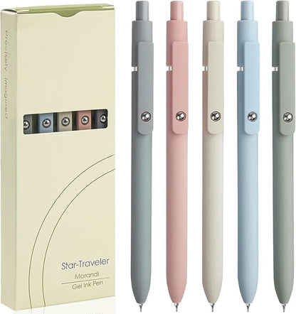 Gel Pens, 5Pcs 0.5mm Fine Point Pens With Smooth Wirting,Quick Dry Aesthetic Pens For Journaling, Ballpoint for Office School Supplies,Gifts for Women Men Student(Morandi)