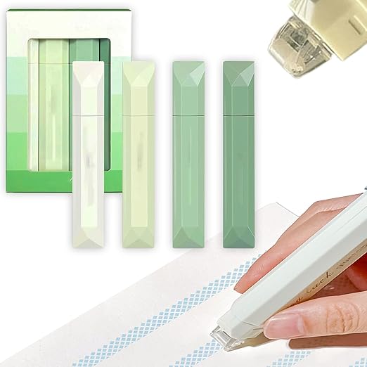 Double Sided Tape Pens, 2026 New Scrapbooking Double Sided Tape Roller, 4-Pack Smooth Craft Adhesive Glue Runner for Scrapbooking, Gift Wrapping, Photo Mounting, School Office & Crafts (Green)