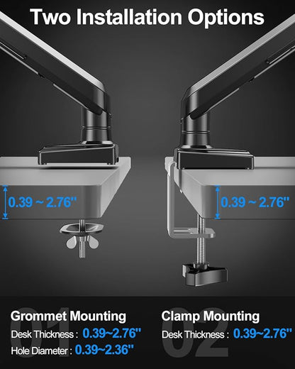 Dual Monitor Arm for 17-32 Inch Computer Screens, 22lbs per Arm, Full Motion Monitor Desk Mounts for 2 Monitors, Gas Spring Desk Mount, VESA Mount, Freelift Pro