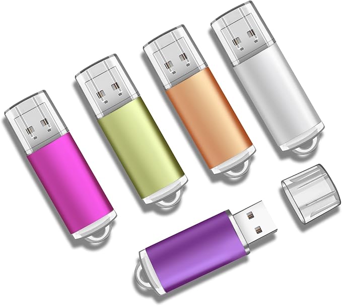 Generic 5 Pack 64GB USB Flash Drive, USB 2.0 Swivel Thumb Drives, High-Speed Data Transfer, Portable Memory Stick for Computers, Laptops, TV, Car, PS4/5 (5 Pack Plastic USB Mixed Colors, 64GB)