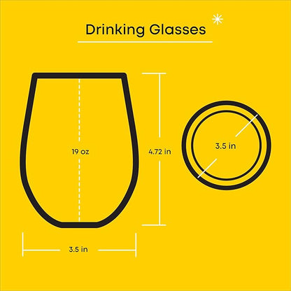 JoyJolt Hello Kitty Sweet Rainbow Stemless Drinking Glasses Set of 4, 19oz Glass Cups, Kawaii Kitchen Glassware Sets, Sanrio Hello Kitty Merch, Teardrop Tumblers for Water, Juice, Coffee, Iced Tea