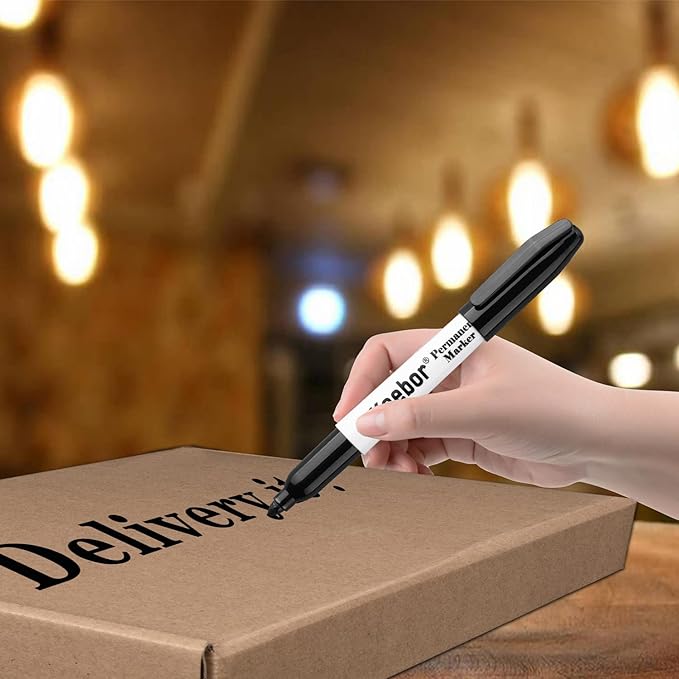 Permanent Markers Bulk, 60 Pack Black Permanent Markers, Quick Drying & Fade Resistant, Fine Point Marker Set for Wood, Plastic, Paper, Metal