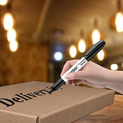 Permanent Markers Bulk, 60 Pack Black Permanent Markers, Quick Drying & Fade Resistant, Fine Point Marker Set for Wood, Plastic, Paper, Metal