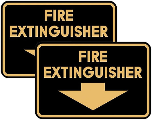 Signs ByLITA Classic Framed Fire Extinguisher (Black/Gold) - Small 2 Pack