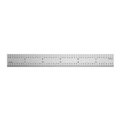 PEC Tools 6-Inch Rigid Steel Ruler, High-Quality Carbon Steel with Satin Chrome Finish, 3R Graduation (1/32", 1/64", 1/10", 1/50"), Fully Hardened and Tempered, Made in USA