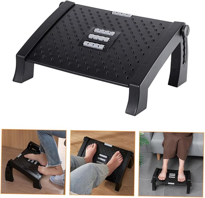 Artibetter Adjustable Office Footrest Stool Ergonomic Step Stool for Under Desk Comfort Portable Foot Rest for Home and Work Seating Support
