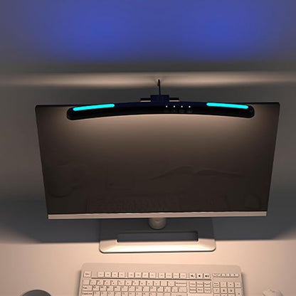 Bewinner Curved Monitor Light Bar 40cm, Asymmetrical Light Source No Glare Blue Light Blocking Stepless Dimming, 3 Color Temperatures Touch Control Type C Powered for 0.6-1.6in Curved Screens