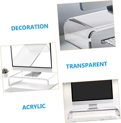 Acrylic Monitor Riser Stand Heavy Duty Computer Display Holder with Keyboard Storage Space Height Desk Organizer for Office and Home Use