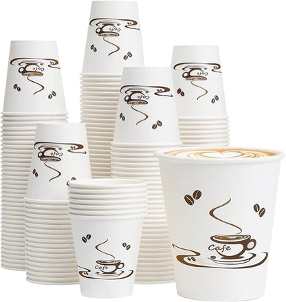 Lamosi 200 Pack 10 oz Coffee Cups, Disposable Paper Cups for Hot/Cold Beverage, Leak-Free Paper Coffee Cups for Cafe, Restaurant, Office and Home