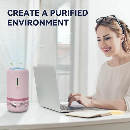 Air Purifiers for Home,HEPA Air Purifier for Room up to 960ft²,Air Purifiers for Odor,Dust,Quiet Air Cleaner for Office,Living Room,Bedroom,Kitchen,Type-C Charging,Included Adapter,Pink 1 Pack