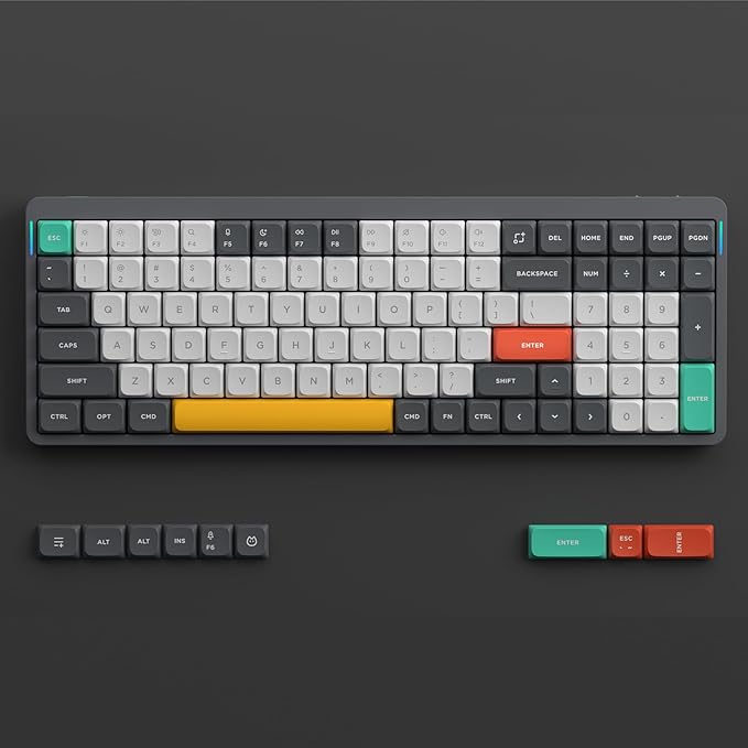 nuphy Air96 V2 Wireless Mechanical Keyboard,100 Keys RGB Backlit Keyboard,Supports Bluetooth 5.1,2.4G and Wired Connection,for PC/Laptop/Windows/Mac -Grey Gateron Brown Switch
