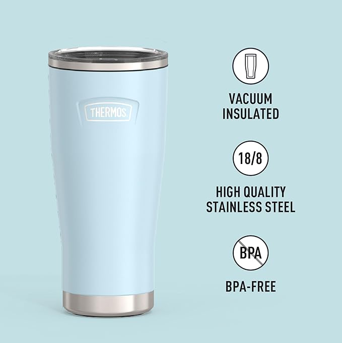 THERMOS ICON SERIES, Stainless Steel Cold Tumbler with Slide Lock, 24 Ounce, Glacier