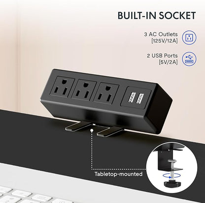 FLEXISPOT EN2 Whole-Piece Standing Desk with Clamp Power Strip, 55 x 28 Electric Stand Up Height Adjustable Desk with Cable Management (Black Frame + 55" Mahogany Top, 2 Packages)