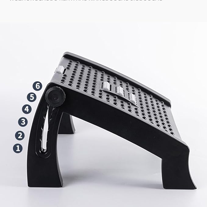 Under Desk Foot Stool Roller Massager Height Adjustable Ergonomic Footrest with Anti Slip Design for Home Office Dorm Plastic 42x31x19.5cm