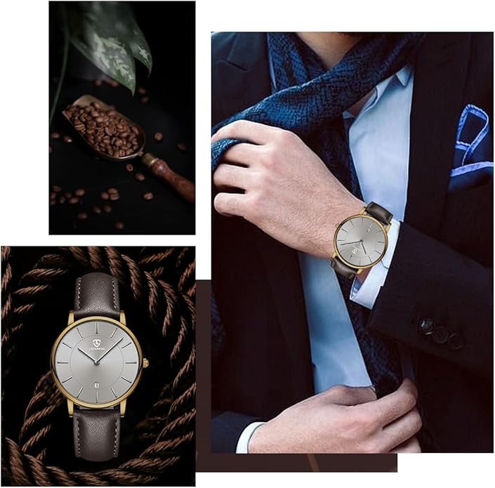 BEN NEVIS Watch, Mens Watch, Minimalist Fashion Simple Wrist Watch Analog Date with Leather Strap