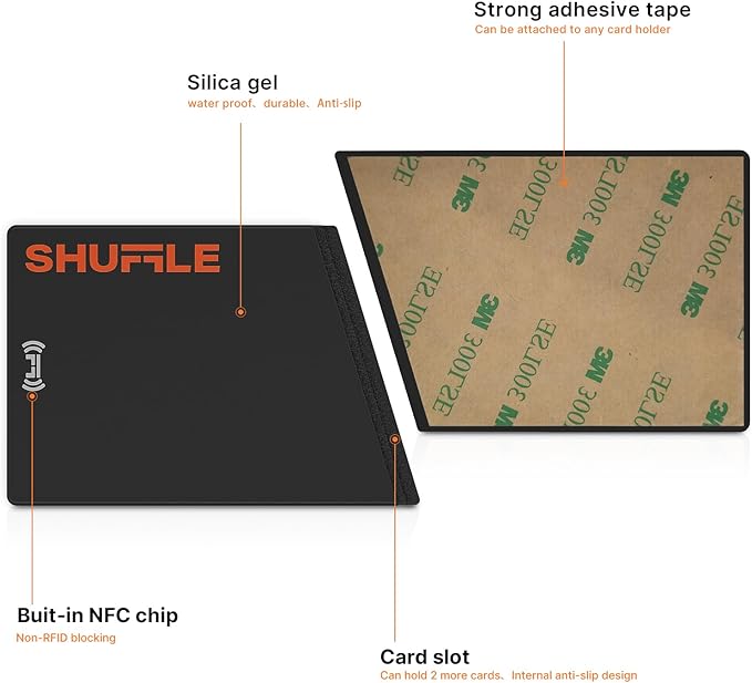 Shuffle Wallet Accessories - Silicone Pouch with NFC Function, Digital Business Card Chip, Holds 2 Cards, Perfect for Key Cards, Subway Passes, Gym and Hotel Cards (Orange)