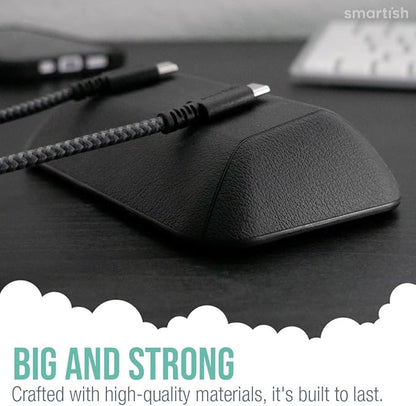Smartish® Magnetic Cord Holder - Bigger Cable Wrangler Organizer with Magnet Clips for Charger Management on Desktop, Nightstand, or Side Table - Holds 6+ Cables - Black Tie Affair