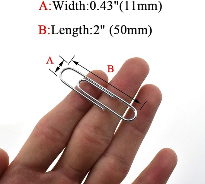 HAHIYO Paper Clips Large 2 inches Length Silver Paperclips Vinyl Coated Prevent Scratching Tearing The Pages Sturdy for Bookmark Organize Home Office School 80 Pack