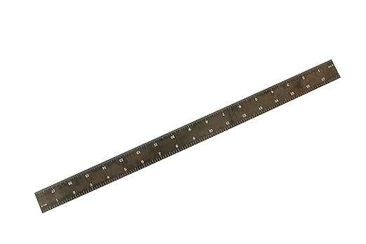 PEC Tools 18" Rigid Machinist Rule, Stainless Steel Ruler with Black Chrome Finish, High-Contrast Easy to Read, 4R Graduaction (1/8", 1/16", 1/32", 1/64"), Made in USA