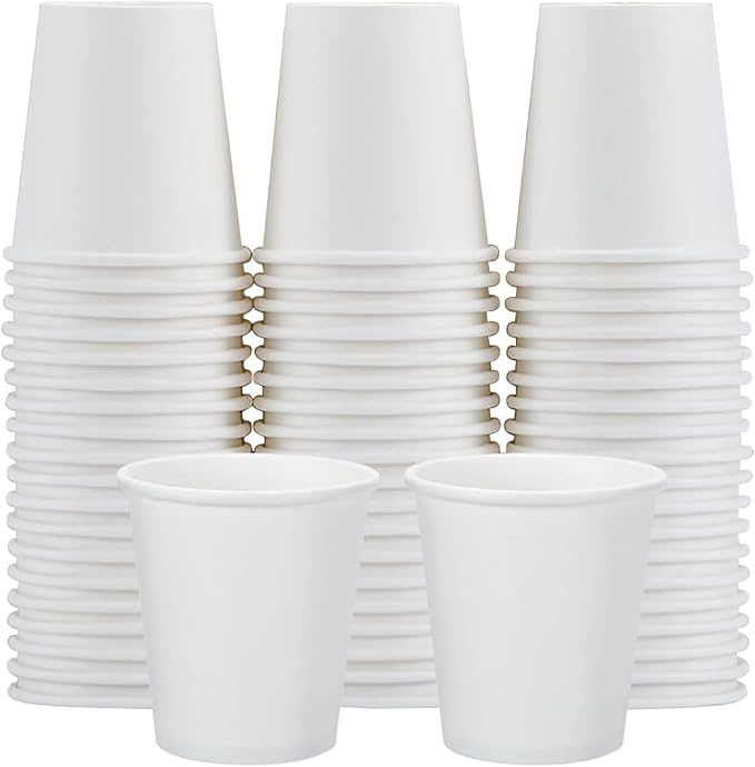 100 Count 5 oz Bathroom Cups, 5 oz Disposable Paper Cups, Small Mouthwash Cup, 5 Ounce Mini White Espresso Cups for Party, Travel, Picnic