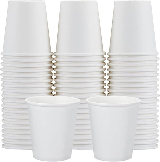 100 Count 5 oz Bathroom Cups, 5 oz Disposable Paper Cups, Small Mouthwash Cup, 5 Ounce Mini White Espresso Cups for Party, Travel, Picnic