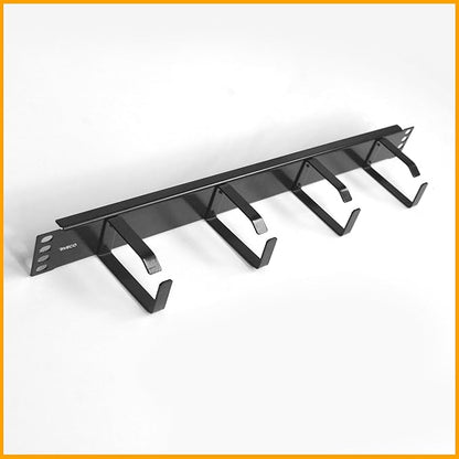 RIVECO 2PCS 1U Cable Management for Racks & Server Cabinets Managing Cord & Wire, Cable Raceway for 19” Rack Mount 4 D-Rings Standard Capacity Black, 2 Pieces