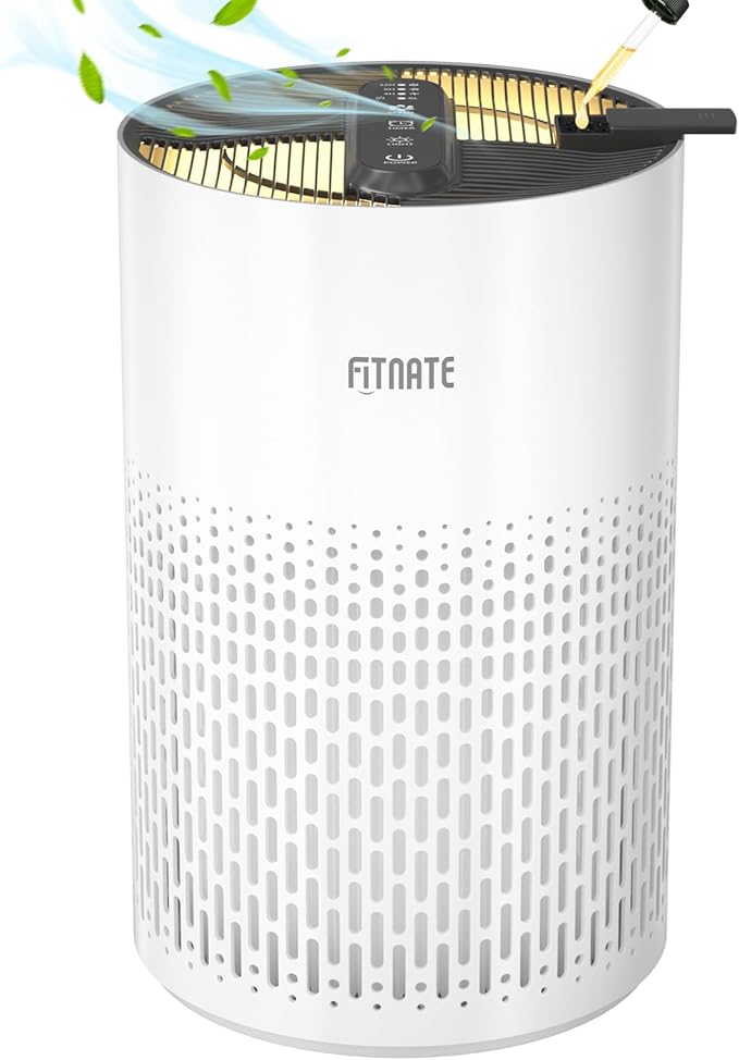 FITNATE Air Purifiers for Home Large Room Up to 1076 Ft² with Aromatherapy, H13 True HEPA Air Purifier for Pets, Quiet Air Cleaner for Smoke Dust Pollen Pets Dander Odor, with Night Light,Timer, White