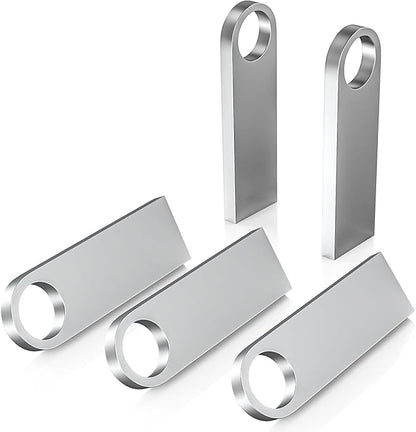 ABLAZE 64GB Flash Drive 5 Pack, Metal USB 2.0 Thumb Drives with Keychains USB Stick Pendrive (Sliver)
