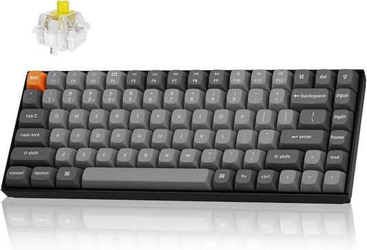 Keychron K2 Max QMK/VIA 2.4 GHz & Bluetooth Wireless Custom Mechanical Keyboard for Mac/Windows/Linux, 75% Layout Keyboard RGB Backlight Banana Switch - Black