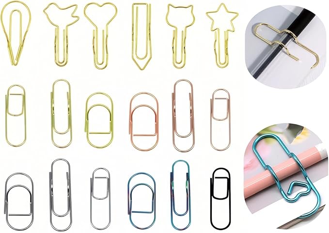 18 Pack Metal Pen Clips and Holders for Notebooks Papers Paperclip Clips School Office Supplies