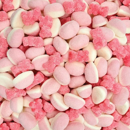 Pink Candy Mix | 2 Pound Bag | Sour Gummi Bears | Puffy Gummies | Tutti-Frutti and Strawberry Flavors | Pink Gummies for Baby Showers, Gender Reveal, Party Favors, and Candy Buffets