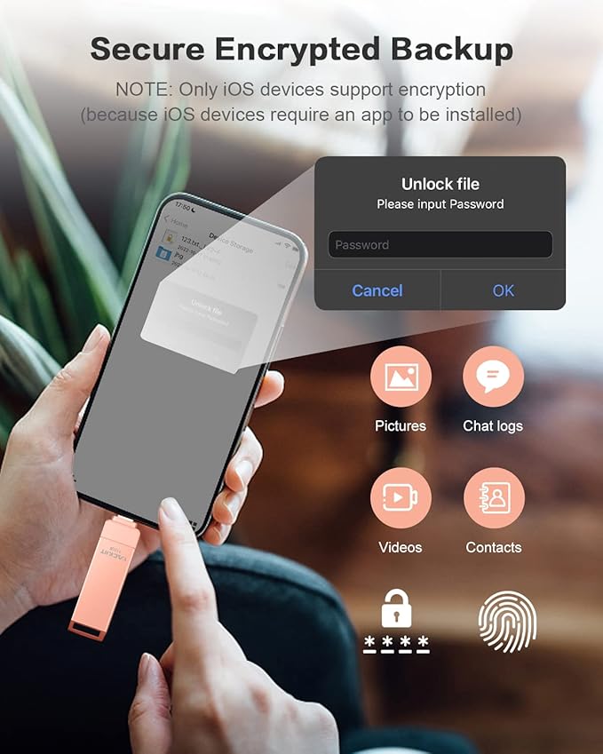 MFi Certified 512GB Flash Drives 3.0 High Speed 3ni1 USB Stick External Storage Compatible for iPhone/PC/iPad/Android/More Devices for Photos and Videos Transfer Storage Backup(512GB-Pink)