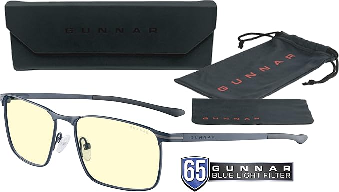 GUNNAR - Computer Blue Light Blocking Glasses Mendocino Blue Light Glasses, Midnight Blue, Adult US